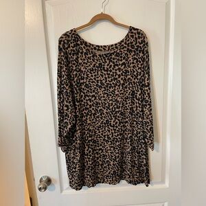 Lane Bryant Black and Tan Leopard Print Top 22/24